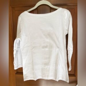 Talbots white cotton crew neck tshirt size S, 3/4 sleeves